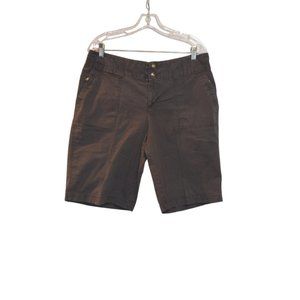 INC International Concepts Women Cotton Gray Buttons Rhinestones Midi Shorts 14W